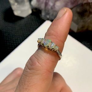 Welo opal print ring 925 sterling silver